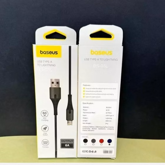 کابل شارژ باسئوس آیفون مدل BS-03L لایتنینگ